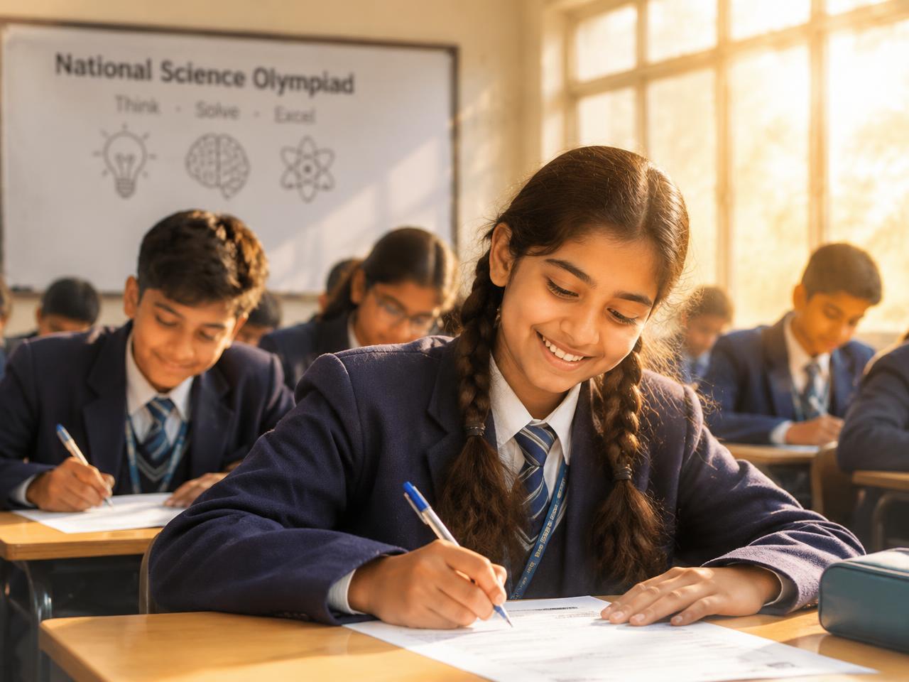 Students writing the olympiad